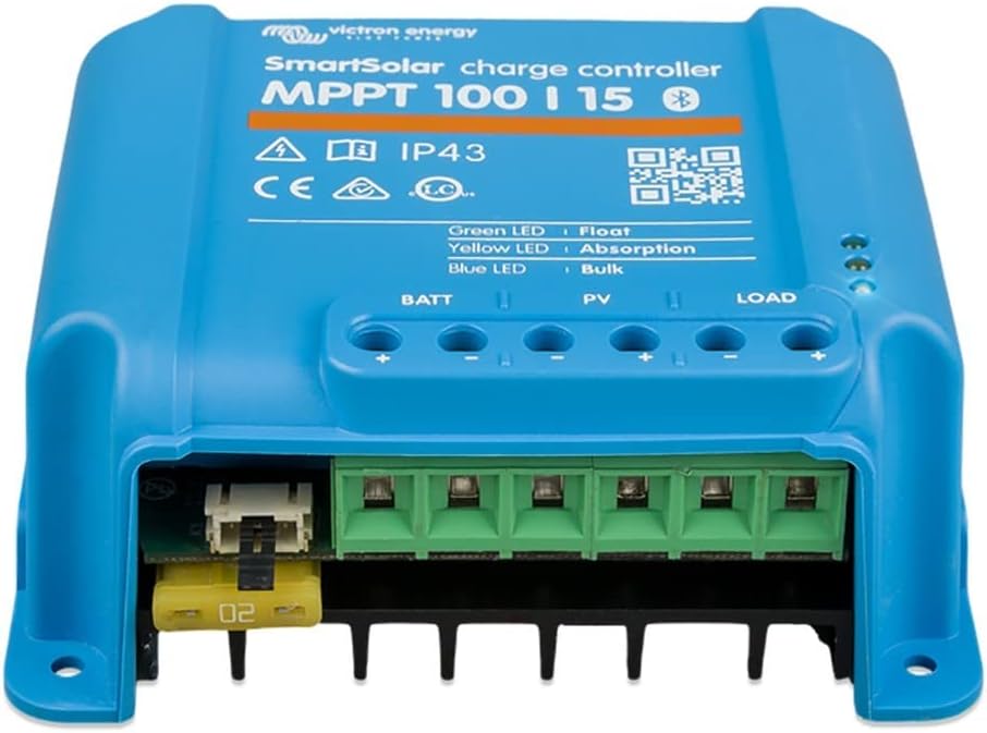 Victron Energy SmartSolar MPPT Solar Charge Controller (Bluetooth) - Charge Controllers for Solar Panels - 100V, 15 amp, 12/24-Volt