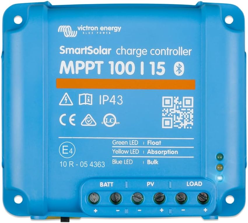 Victron Energy SmartSolar MPPT Solar Charge Controller (Bluetooth) - Charge Controllers for Solar Panels - 100V, 15 amp, 12/24-Volt